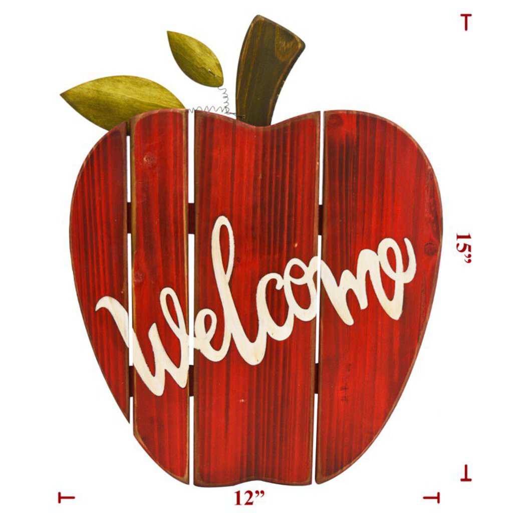 512-00653 Hanging Wooden Welcome Apple