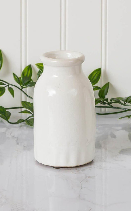 Pottery- Crackle Milk Bottle