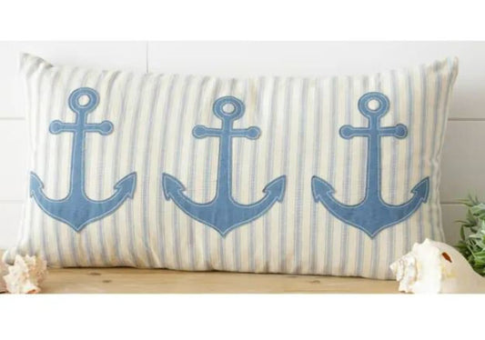 Lumbar Pillow- Nautical Blue Anchors