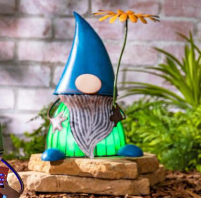 Solar Metal Gnome with Flower