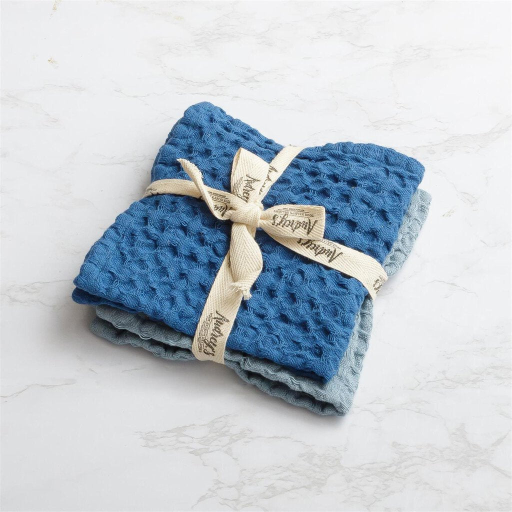 Dish Cloth Set- Nautical Blue Waffle