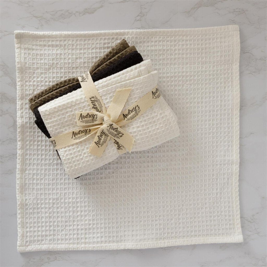 Dish Cloth Set- White Black and Gray Waffle