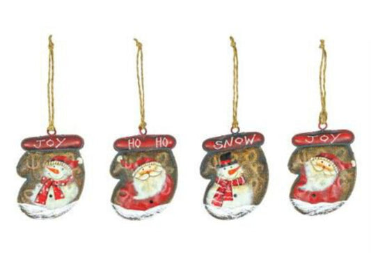 14031 Metal Small Santa Mitten Ornament