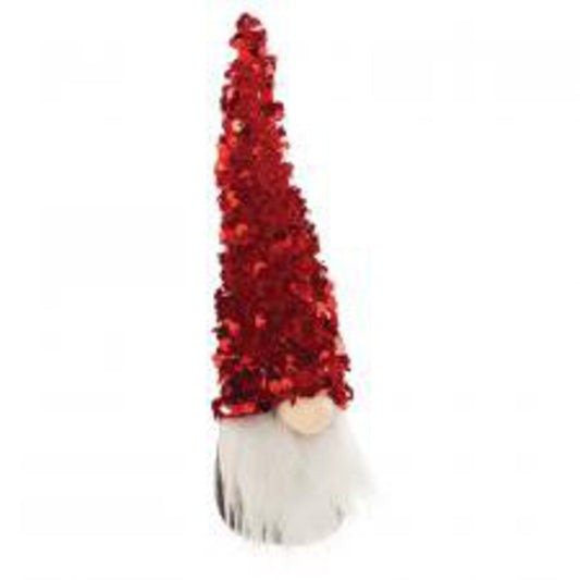 ADC3038 Sm Red Sequin Santa Gnome 7.375inH