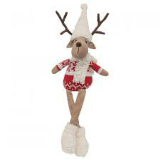 ADC5461 Nordic Red/White Dangle Leg Reindeer 17inH