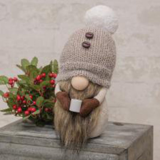 ADC5427 Standing Coffee Bean Gnome with Cup 11inH